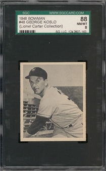 1948 Bowman #48 George "Dave" Koslo Rookie Card – SGC 88 NM/MT 8 "1 of 3!"